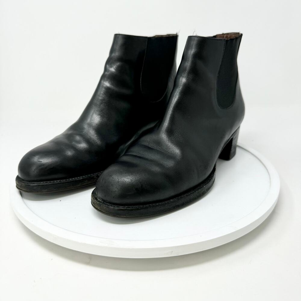Fatte‎ A Mano Women Black Leather Upper Slip on Ankle Booties Size 39 / US 8.5